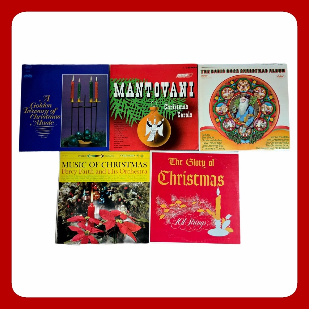 Mantovani Christmas Carols Vintage Vinyl Record 5 LP Lot Holiday Coziness Set